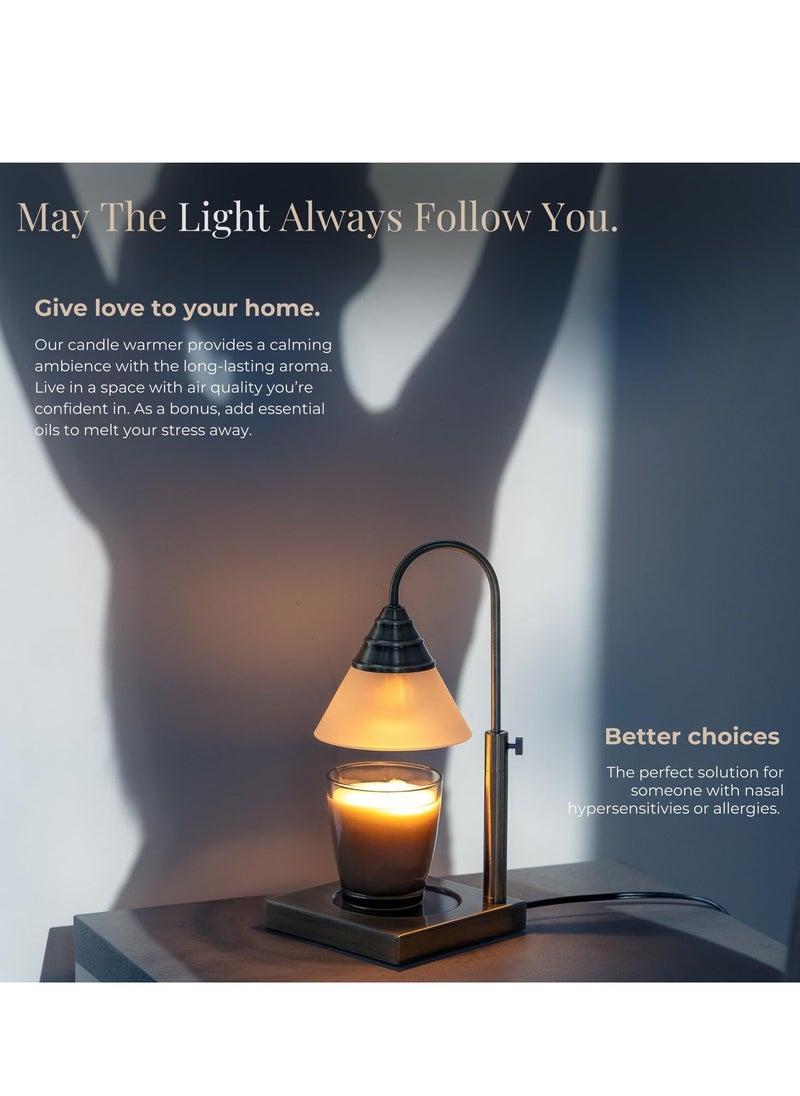 Magic Candle Warmer Lamp by Hestia, Electric Height Adjustable Heater, Stainless Steel Brass Candle Melter, Melts up to 7.5