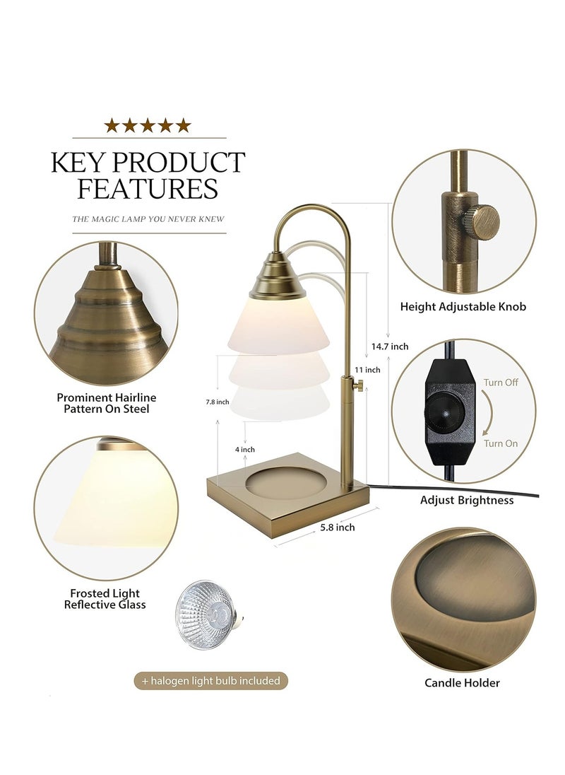Magic Candle Warmer Lamp by Hestia, Electric Height Adjustable Heater, Stainless Steel Brass Candle Melter, Melts up to 7.5