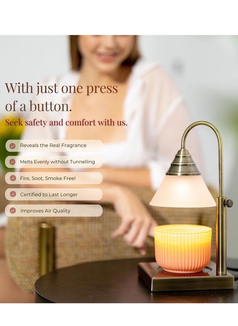 Magic Candle Warmer Lamp by Hestia, Electric Height Adjustable Heater, Stainless Steel Brass Candle Melter, Melts up to 7.5