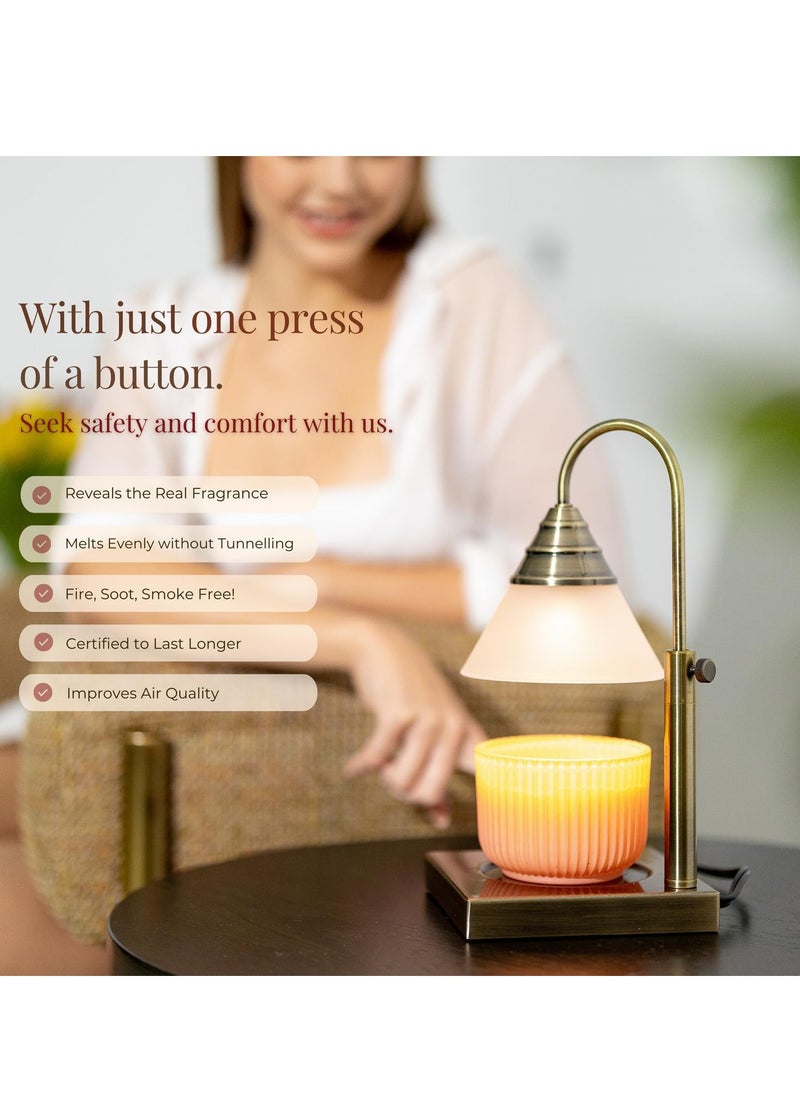 Magic Candle Warmer Lamp by Hestia, Electric Height Adjustable Heater, Stainless Steel Brass Candle Melter, Melts up to 7.5