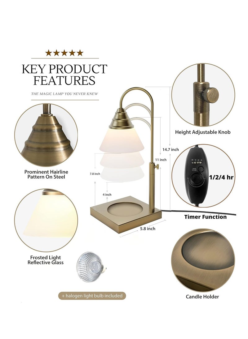 Magic Candle Warmer Lamp by Hestia, Electric Height Adjustable Heater, Stainless Steel Brass Candle Melter, Melts up to 7.5