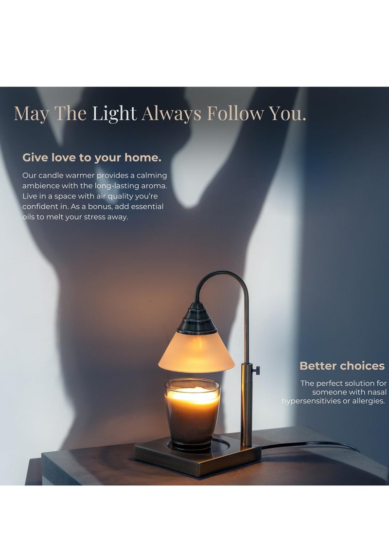 Magic Candle Warmer Lamp by Hestia, Electric Height Adjustable Heater, Stainless Steel Brass Candle Melter, Melts up to 7.5