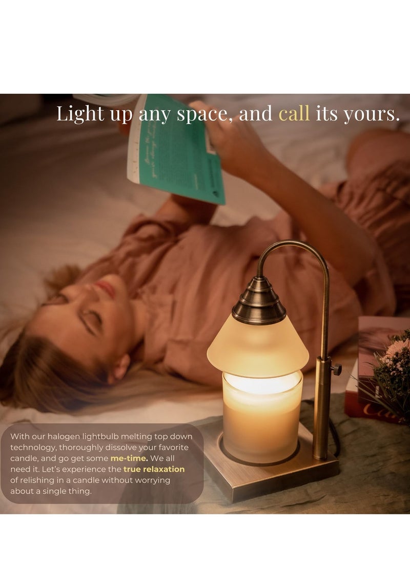 Magic Candle Warmer Lamp by Hestia, Electric Height Adjustable Heater, Stainless Steel Brass Candle Melter, Melts up to 7.5