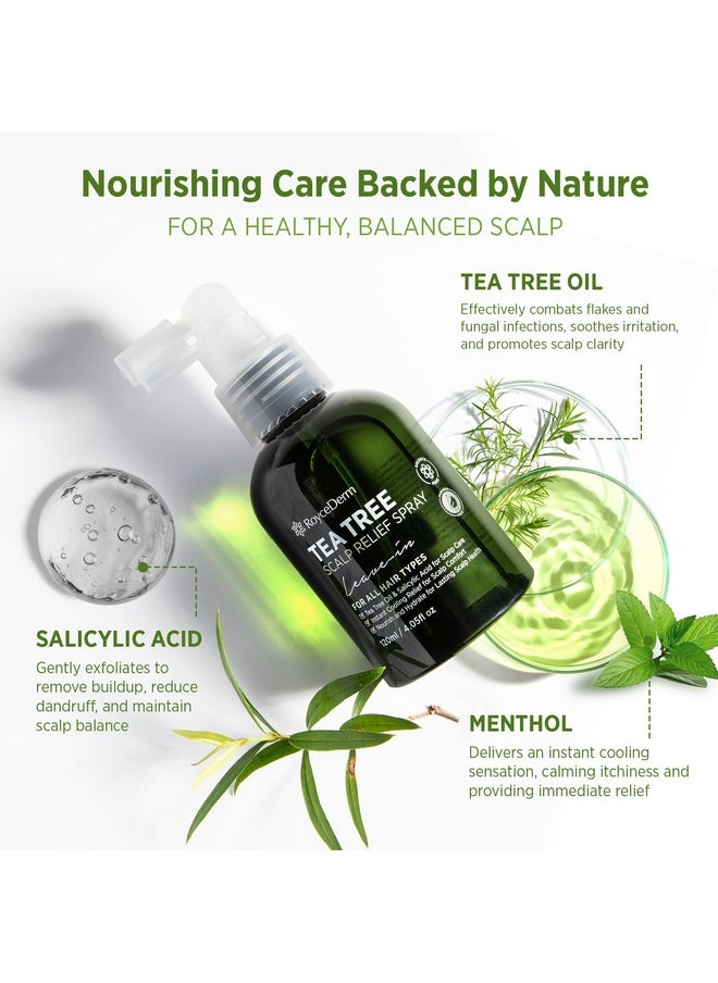 RoyceDerm Tea Tree Scalp Relief Spray: Leave-In Scalp Care for Dry, Flaky, and Itchy Scalp - Tea Tree Oil Formula for Comfort, Hydration, and Balance - Conditioning Support for Women & Men