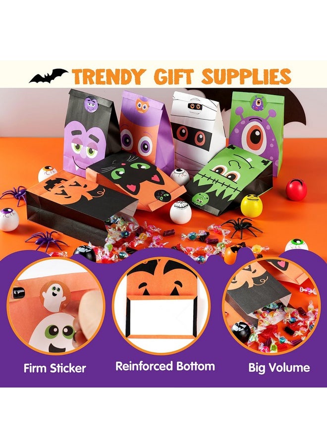 JOYIN 60 PCS Halloween Characters Paper Treat Bags, Trick or Treat Goodie Bags, Candy Bags with Stickers for Halloween Party Favor Supplies