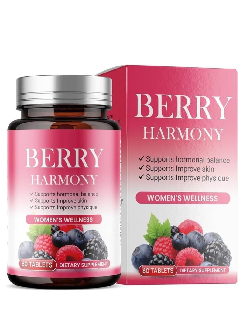 Gluta Berry Harmony - 60 Antioxidant Tablets with Glutathione & Berry Extracts | Skin Radiance & Wellness Support | Vegan Formula