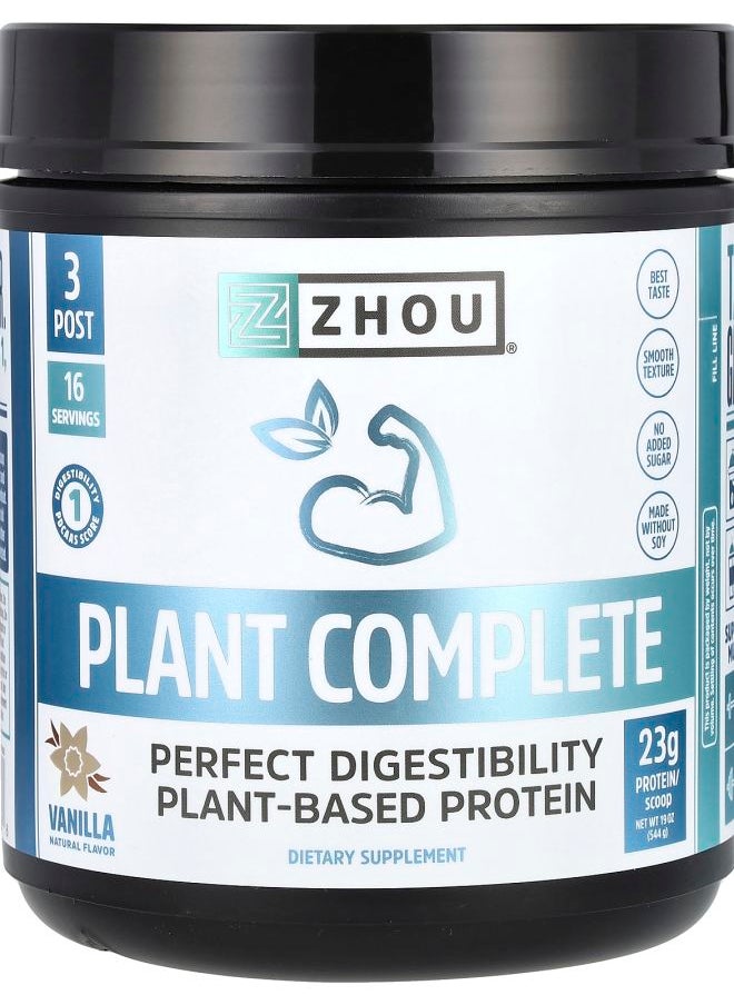 Plant Complete Perfect Digestibility Plant-Based Protein Vanilla 19 oz (544 g)