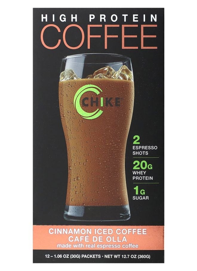 High Protein Iced Coffee Cinnamon 12 Packets 1.06 oz (30 g) Each