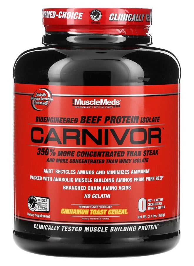 Carnivor Bioengineered Beef Protein Isolate Cinnamon Toast Cereal 3.7 lbs (1680 g)