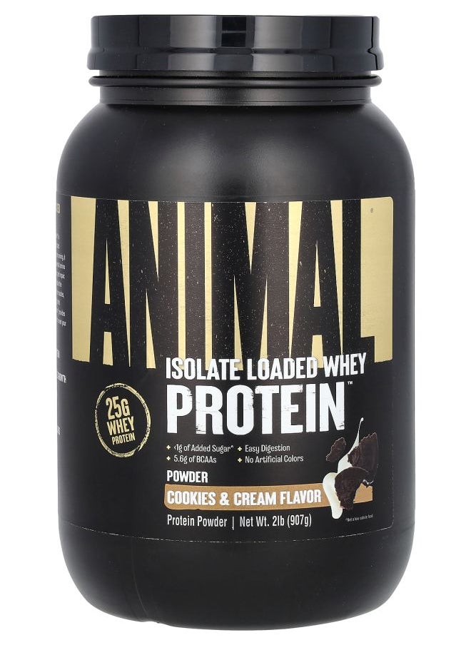 Isolate Loaded Whey Protein Powder Cookies & Cream 2 lb (907 g)