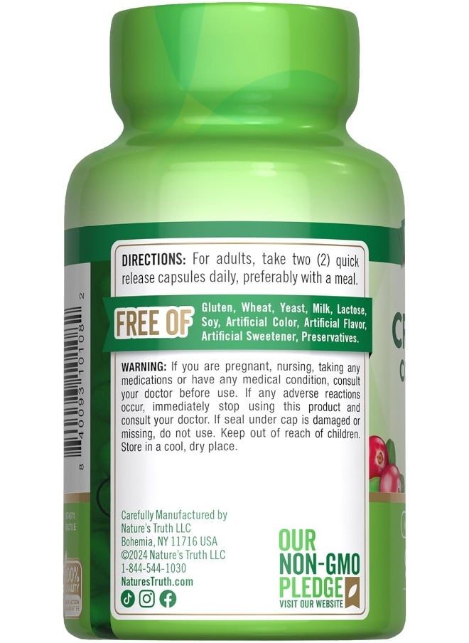 Nature's Truth Triple Strength Cranberry Concentrate 30000 mg Plus Vitamin C Capsules, 90 Count