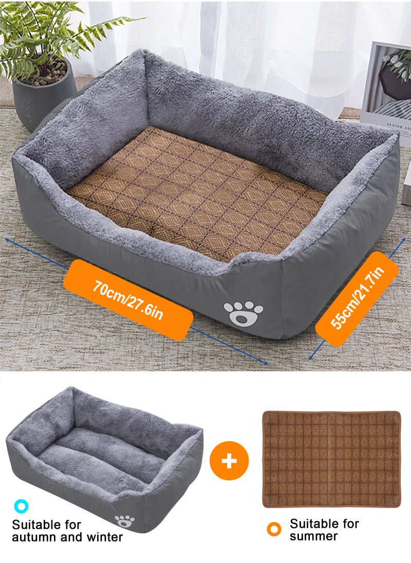Large Dog Bed, Super Soft Dog Bed Mattress, Washable Pads Room, 70 * 55cm Soft Plush Faux Fur Rectangle Sleeping Pet Bed, All Season Self Warming and Breathable Non-Slip Pet Bed