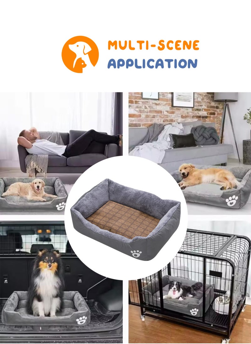 Large Dog Bed, Super Soft Dog Bed Mattress, Washable Pads Room, 70 * 55cm Soft Plush Faux Fur Rectangle Sleeping Pet Bed, All Season Self Warming and Breathable Non-Slip Pet Bed