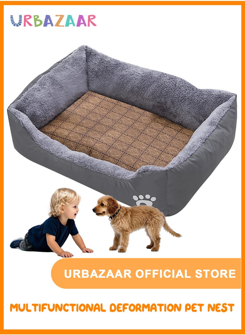 Large Dog Bed, Super Soft Dog Bed Mattress, Washable Pads Room, 70 * 55cm Soft Plush Faux Fur Rectangle Sleeping Pet Bed, All Season Self Warming and Breathable Non-Slip Pet Bed