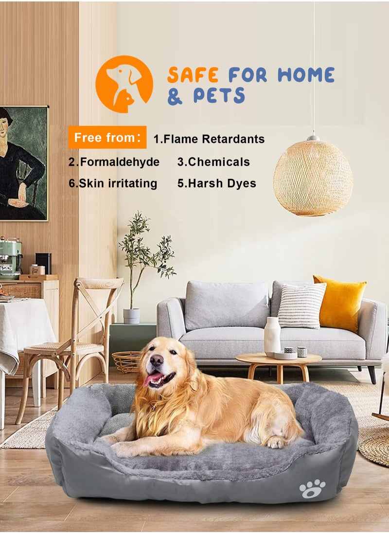 Large Dog Bed, Super Soft Dog Bed Mattress, Washable Pads Room, 70 * 55cm Soft Plush Faux Fur Rectangle Sleeping Pet Bed, All Season Self Warming and Breathable Non-Slip Pet Bed