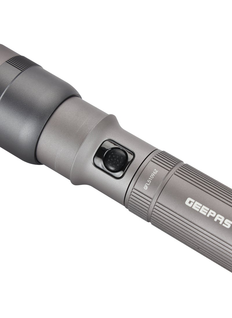 Zoomable LED Flashlight 30W | Perfect for Indoor and Outdoor Use, 10 Hours Continuous Working | Battery Level Indicator and Power Reminder, Lithium Battery, 2000 Lumens | GFL51096Z