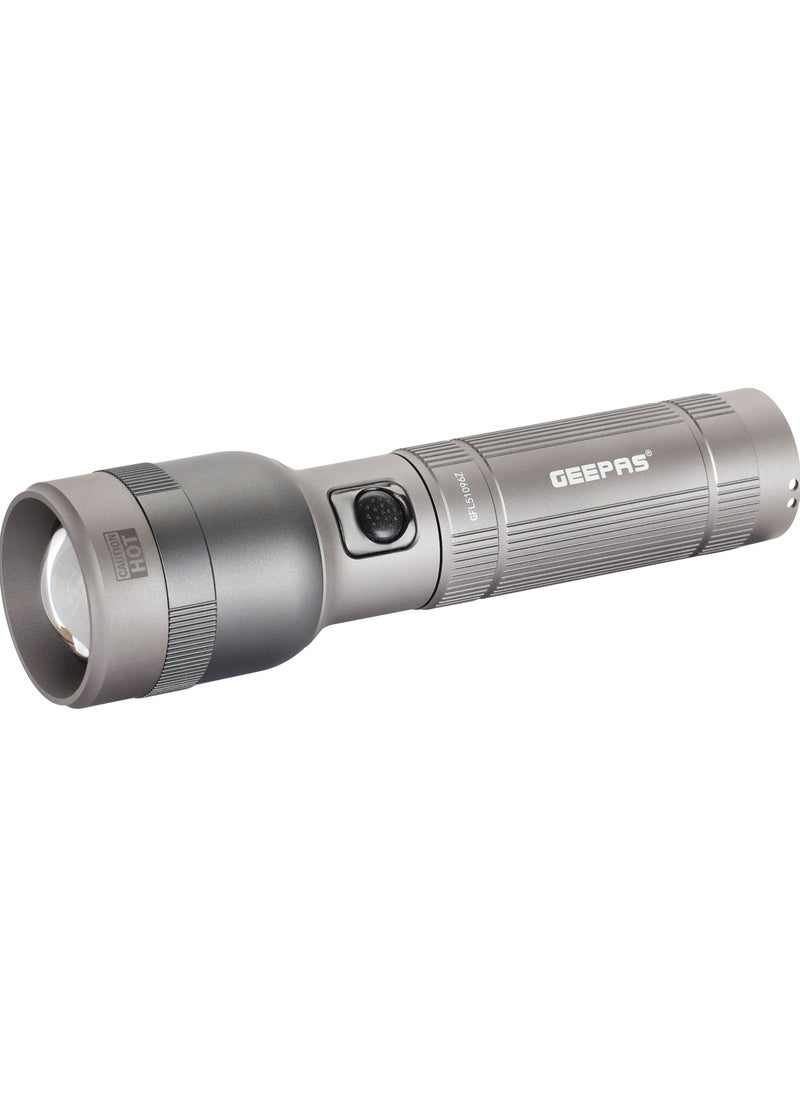 Zoomable LED Flashlight 30W | Perfect for Indoor and Outdoor Use, 10 Hours Continuous Working | Battery Level Indicator and Power Reminder, Lithium Battery, 2000 Lumens | GFL51096Z