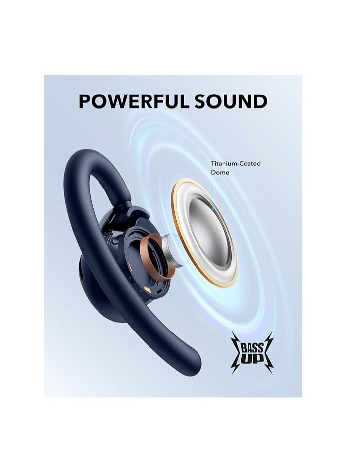 V20i by Anker Open-Ear Headphones, Adjustable Ear Hooks, Ultra-Comfort, Snug Fit, Deep Bass, Clear Calls, IP55, LED Lights, 36H Playtime, Bluetooth 5.4 Earbuds, Multipoint Connection Blue