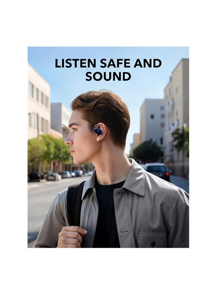 V20i by Anker Open-Ear Headphones, Adjustable Ear Hooks, Ultra-Comfort, Snug Fit, Deep Bass, Clear Calls, IP55, LED Lights, 36H Playtime, Bluetooth 5.4 Earbuds, Multipoint Connection Blue