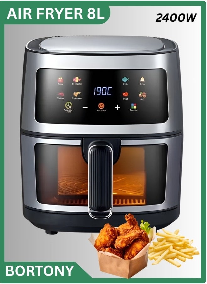 8L Air Fryer Compact Design Fast Crispy Cooking Roast Bake Multifunctional Digital Touch Air Fryer 2400W