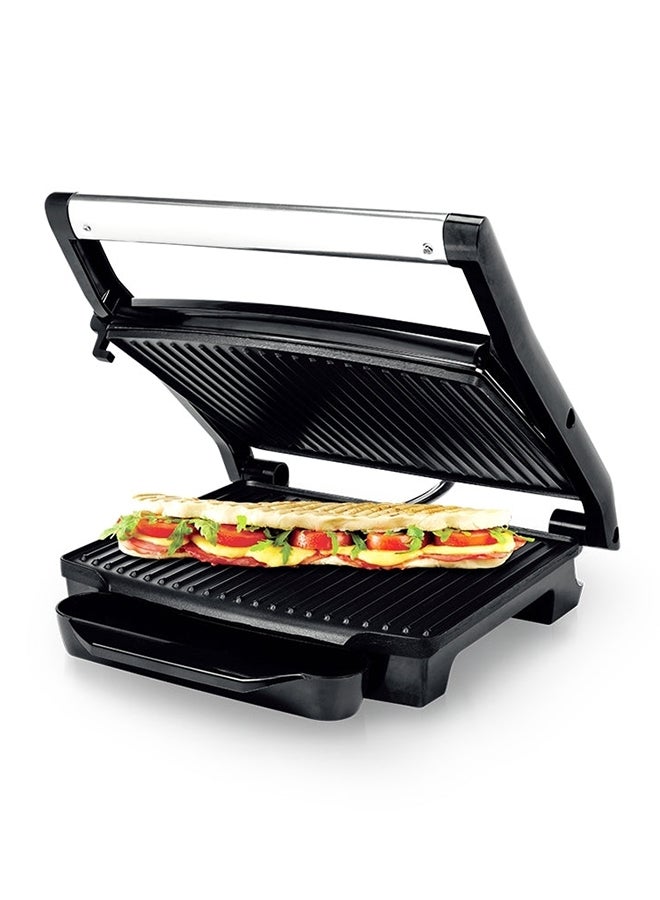 Saachi Grill Press & Sandwich Maker with Automatic Temperature Control, Non-Stick Plates, Cool-Touch Handles, Safety Lock & Drip Tray 2000 W NL-SM-1507-BK black