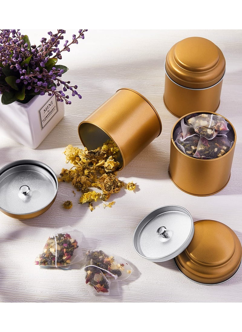 Tea Tin Canister, Mini Tea Storage Containers Round Tin Canister for Loose Tea, 8 oz Round Tin Can Box Small Kitchen Tea Canister Loose for Storage Tea