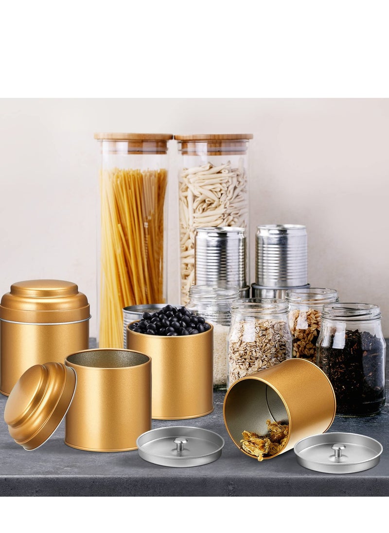 Tea Tin Canister, Mini Tea Storage Containers Round Tin Canister for Loose Tea, 8 oz Round Tin Can Box Small Kitchen Tea Canister Loose for Storage Tea