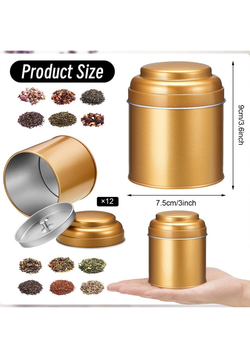 Tea Tin Canister, Mini Tea Storage Containers Round Tin Canister for Loose Tea, 8 oz Round Tin Can Box Small Kitchen Tea Canister Loose for Storage Tea