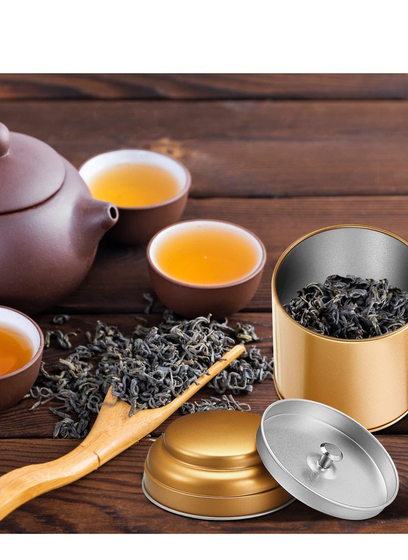 Tea Tin Canister, Mini Tea Storage Containers Round Tin Canister for Loose Tea, 8 oz Round Tin Can Box Small Kitchen Tea Canister Loose for Storage Tea