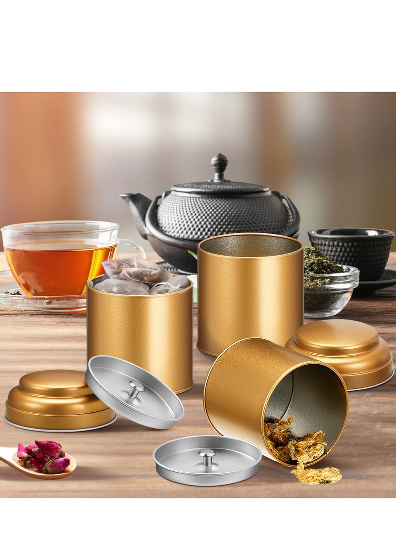 Tea Tin Canister, Mini Tea Storage Containers Round Tin Canister for Loose Tea, 8 oz Round Tin Can Box Small Kitchen Tea Canister Loose for Storage Tea