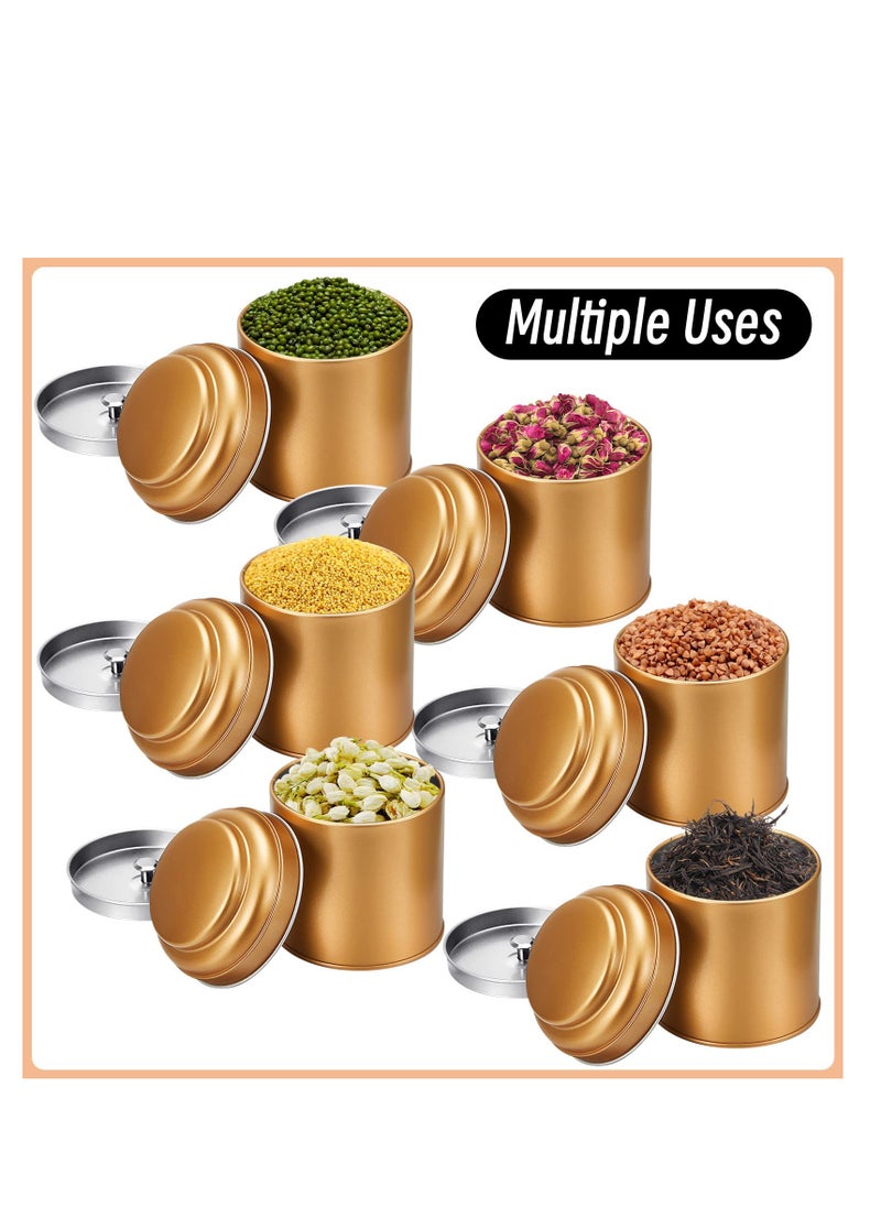 Tea Tin Canister, Mini Tea Storage Containers Round Tin Canister for Loose Tea, 8 oz Round Tin Can Box Small Kitchen Tea Canister Loose for Storage Tea