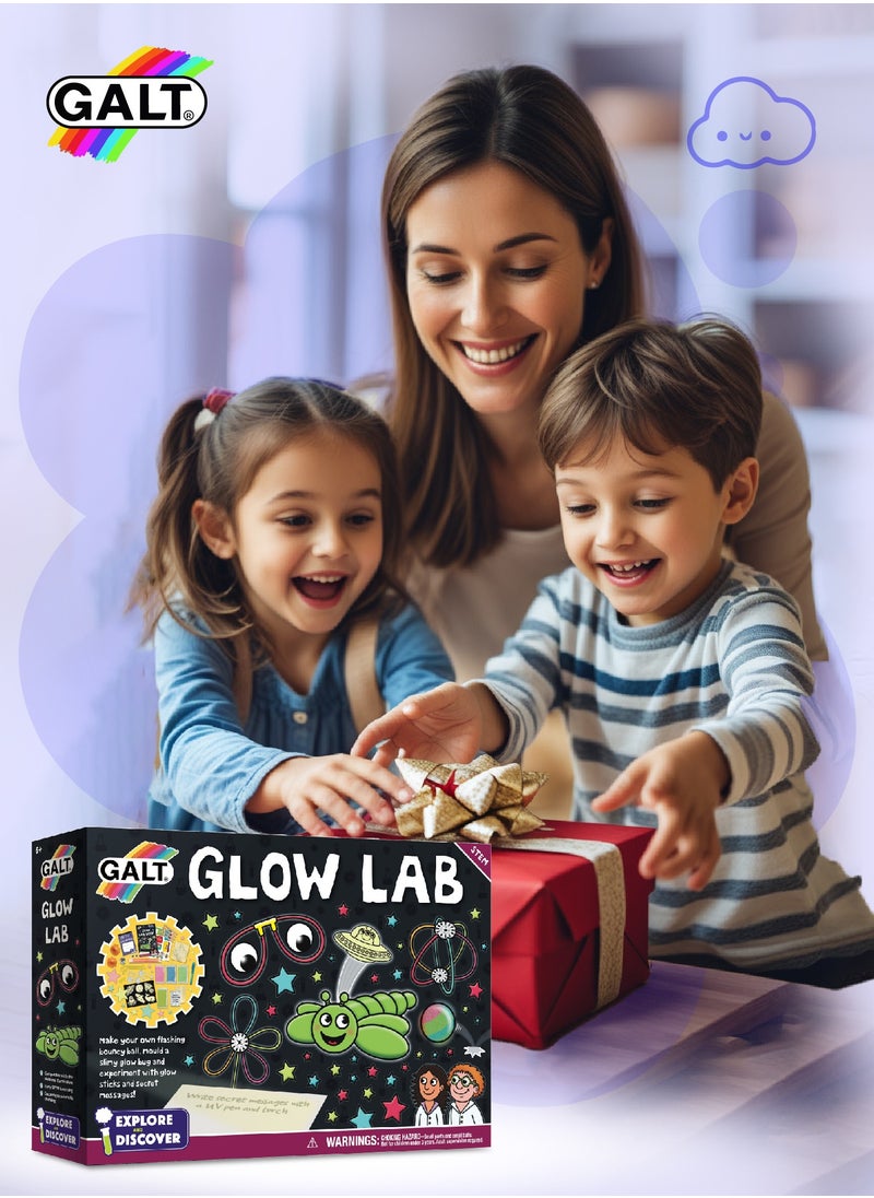 Glow Lab Science Kit for Kids | 6+ Years | Fun Experiments with Glow Sticks | UV Pen | Make Flashing Bouncy Ball | 24-Page Lab Book | 31x7.2x22 cm