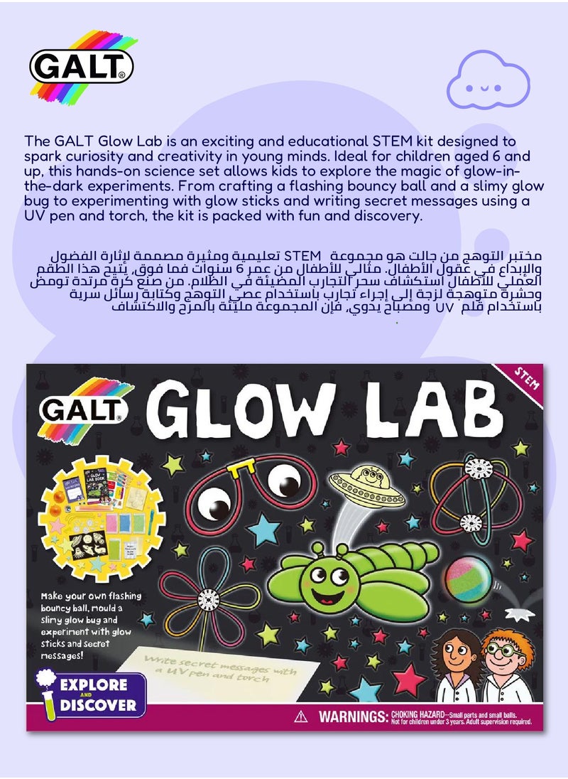 Glow Lab Science Kit for Kids | 6+ Years | Fun Experiments with Glow Sticks | UV Pen | Make Flashing Bouncy Ball | 24-Page Lab Book | 31x7.2x22 cm