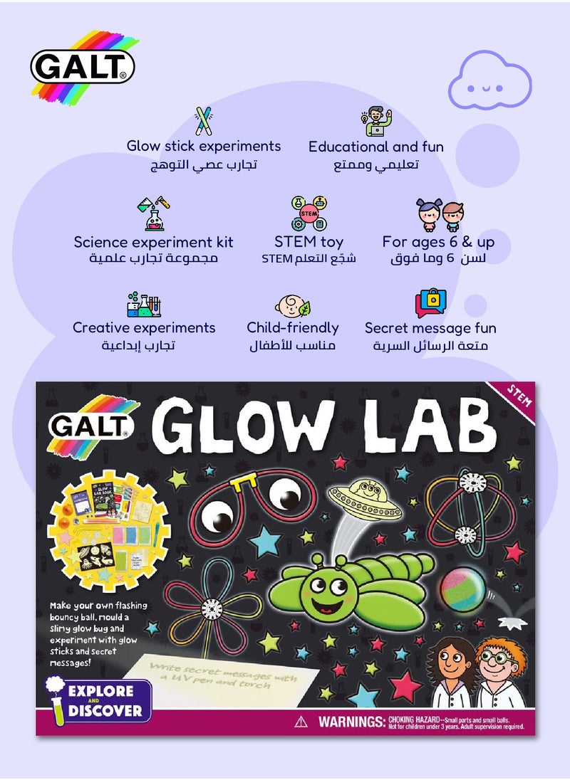 Glow Lab Science Kit for Kids | 6+ Years | Fun Experiments with Glow Sticks | UV Pen | Make Flashing Bouncy Ball | 24-Page Lab Book | 31x7.2x22 cm