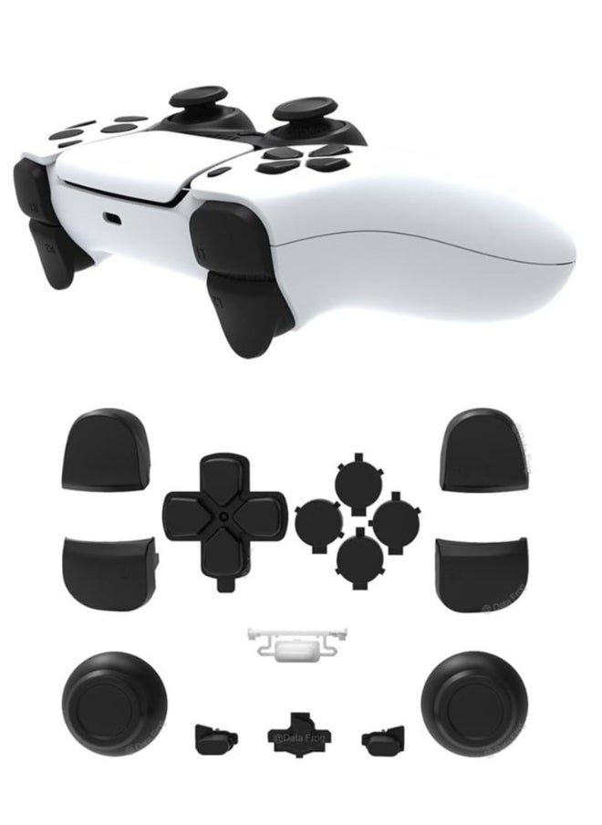 Full Set PS5 Handle Control on Keys Cap Replacement Repair Part for PS5 Gamepad Handle Accessories (Black)