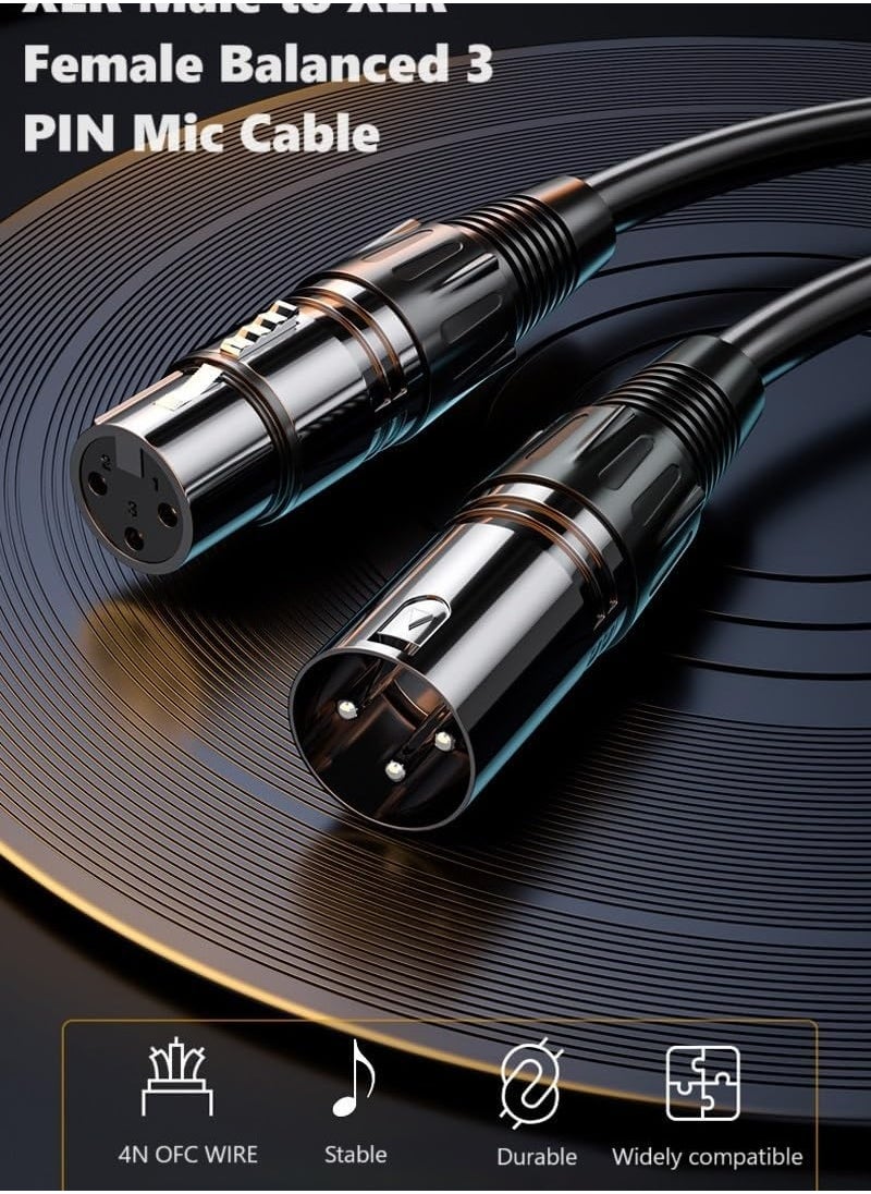 XLR Cables, Microphone Cables (10 ft 4N OFC WIRE) XLR Male to XLR Female Balanced 3 PIN Mic Cables, Compatible with Preamps Speaker Systems and More, 6MM PVC Jacket, XLR Cable (3m)