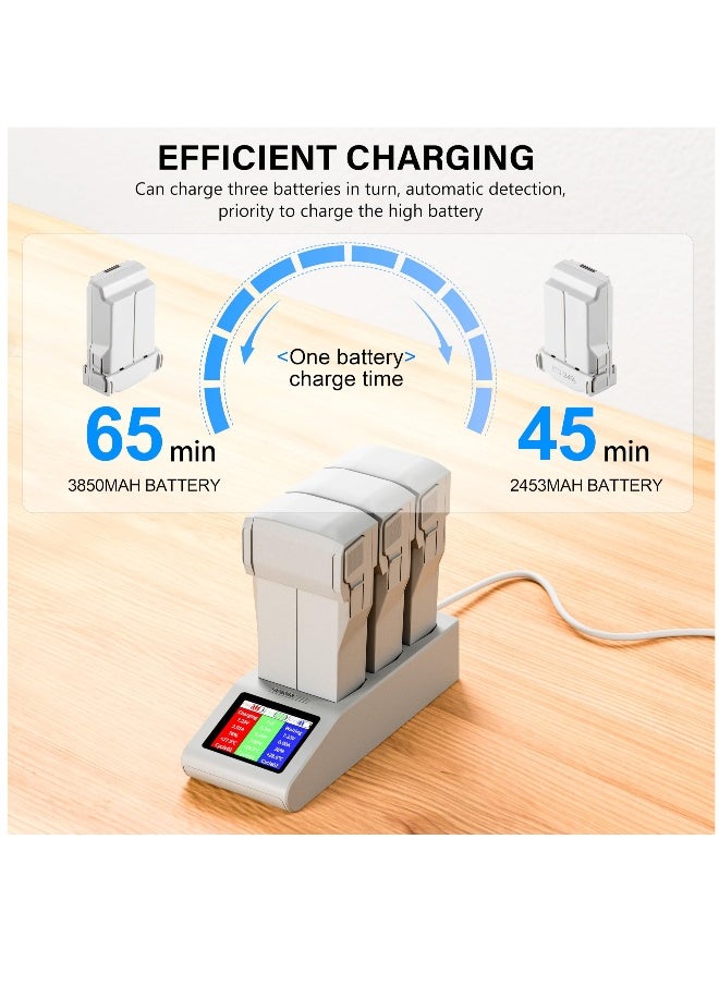 Mini 4 Pro LCD Battery Two Way Charger, Charging Hub, Charge Three Batteries for DJI Mini 4 Pro, Mini 3,Mini 3 Pro Drone Accessories