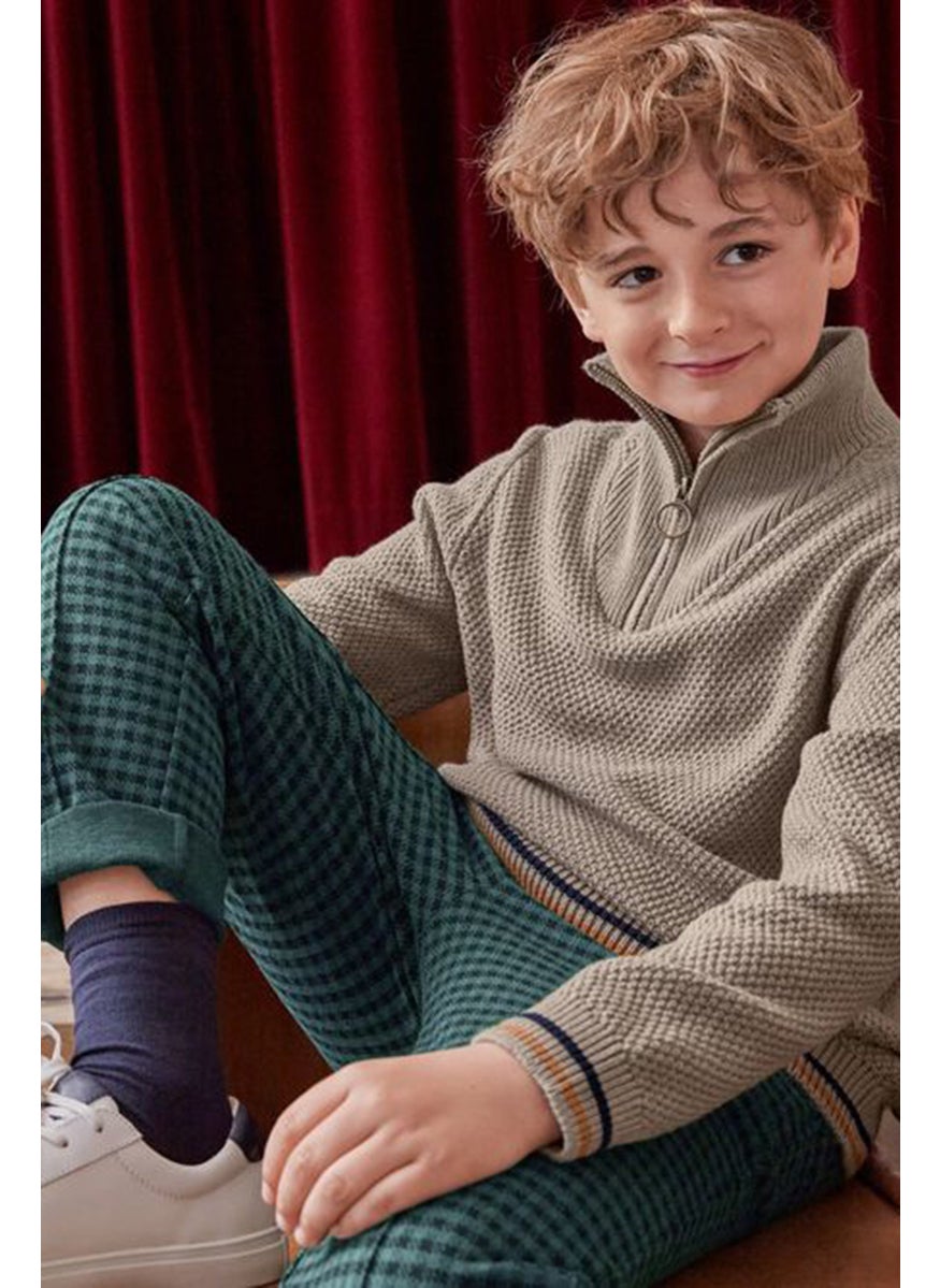 Kids Boy Houndstooth Sweatpants, Green