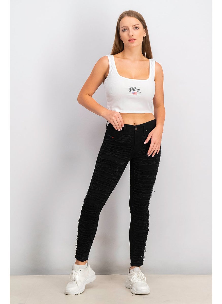 Women Slim Skinny Stretchable Denim Jeans, Black