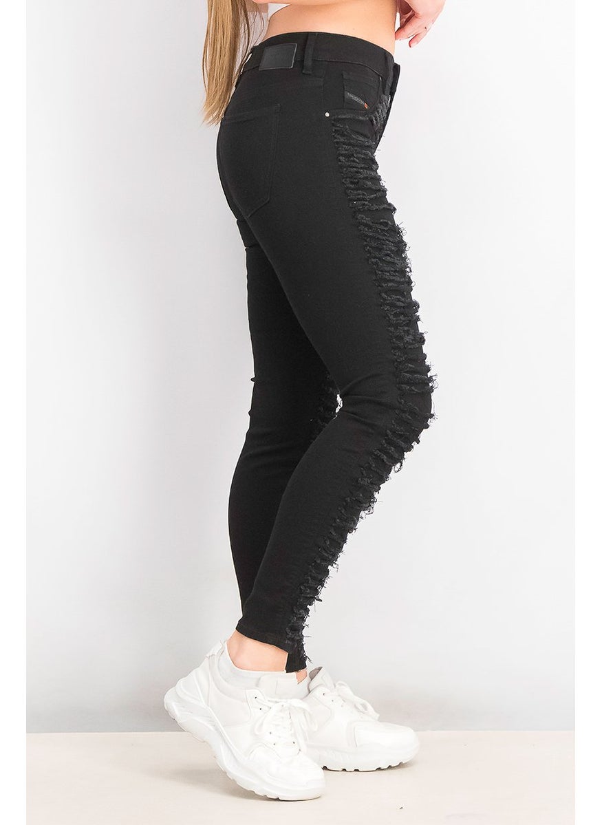 Women Slim Skinny Stretchable Denim Jeans, Black