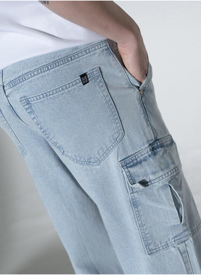 Light Blue Relaxed Fit Jeans Solid design crafted from 100% Cotton with Button closure.