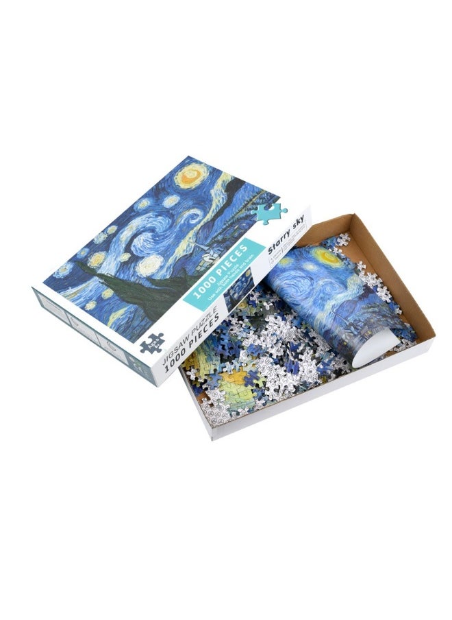 Adult Jigsaw Puzzle 1000 Pieces Paper Jigsaw Puzzle Intelligence Stress Relief DIY Large Jigsaw Puzzle Game Toy Gift (Starry Sky)