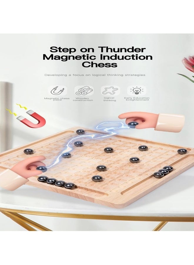 Magnetic Chess Set With Wooden Board For Kids Adults, 2024 New Version Magnetic Slate Game Fun Interactive Tabletop Game Family Party Board Game (Magnetic Chess Game - Style B)
