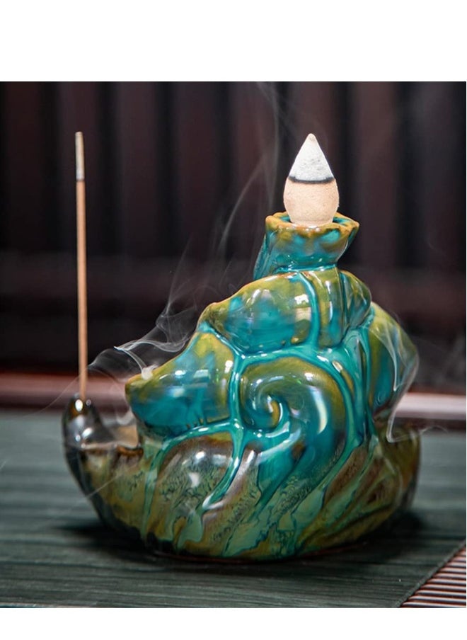 Incense Burner, Waterfall Incense Burner, Ceramic Backflow Lotus Incense Holder, Home Decor Aromatherapy Ornament for Desk, Unique Gifts for Women Men