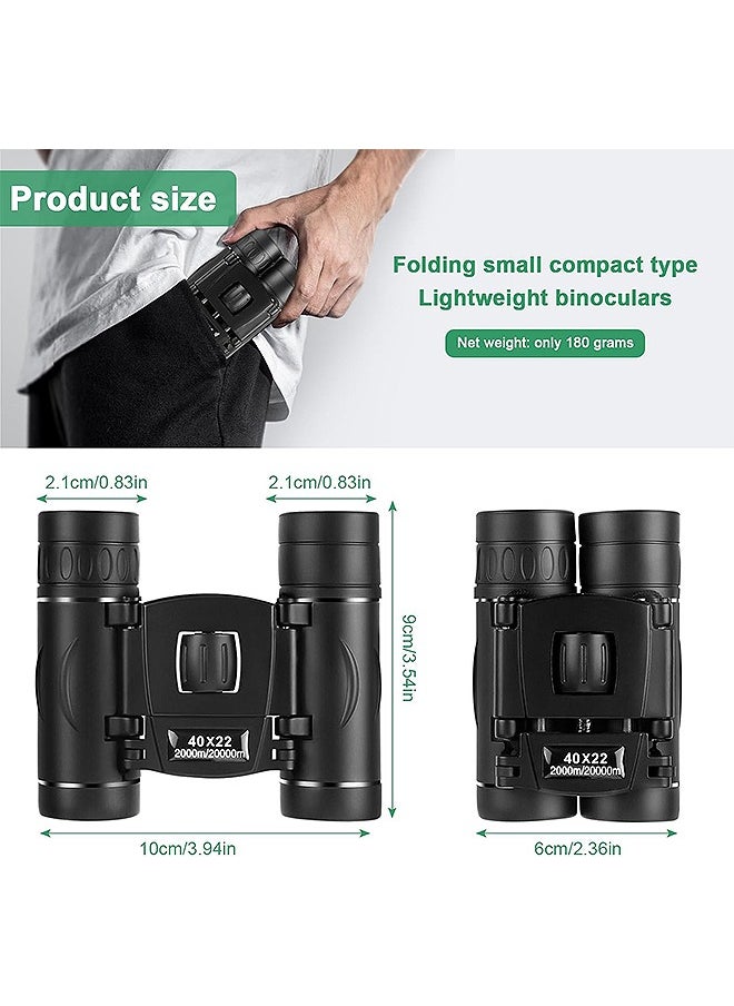 40x22 Lightweight High-Definition Binoculars, Mini Pocket Folding Binoculars, for Adults Kids Bird Watching Traveling Sightseeing Concert Theater Opera