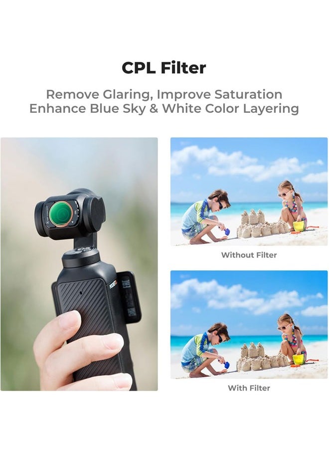 K&F Concept Magnetic Effect & ND & CPL Filter Set Compatible with DJI Osmo Pocket 3, 3 Pack CPL Black Diffusion 1/4 ND2-32 Filters Accessories, HD Optical Glass/Multi-Coated