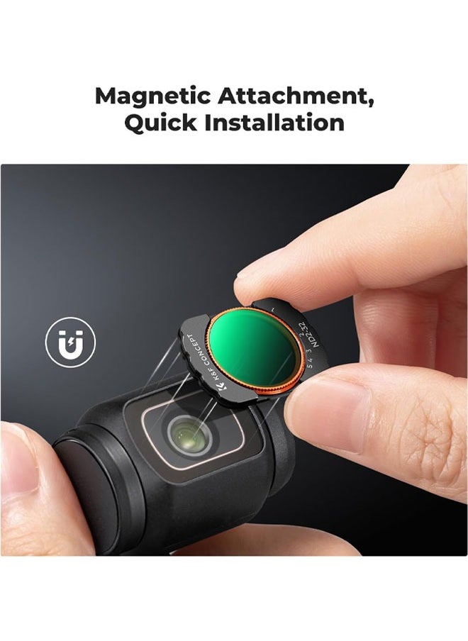 K&F Concept Magnetic Effect & ND & CPL Filter Set Compatible with DJI Osmo Pocket 3, 3 Pack CPL Black Diffusion 1/4 ND2-32 Filters Accessories, HD Optical Glass/Multi-Coated