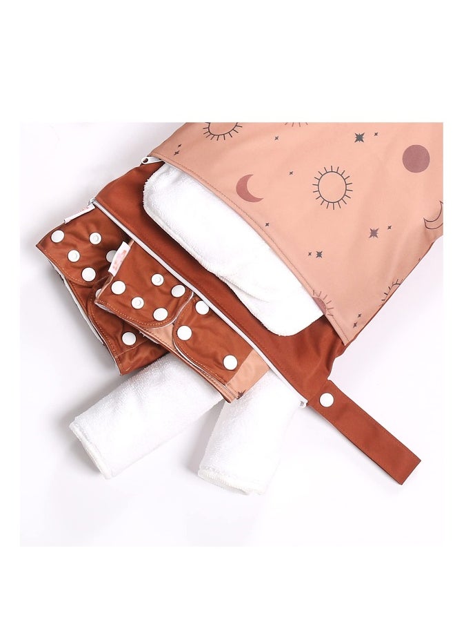 Wet Dry Bags, Waterproof Reusable Wet Bag with Two Zippered Pockets u0026 Handle, for Baby Cloth Diapers u0026 Breast Pump Parts, Gym Bag Stroller Toiletries Organizer for Swimsuit Wet Clothes (3 Pa