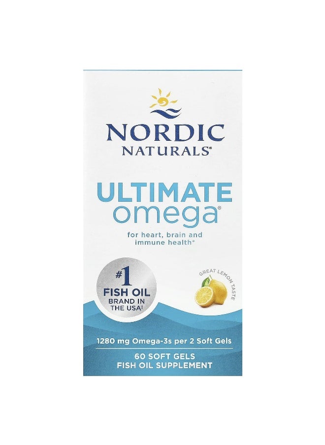 Nordic Naturals, Ultimate Omega, Lemon, 1,280 mg, 60 Soft Gels (640 mg per Soft Gel)
