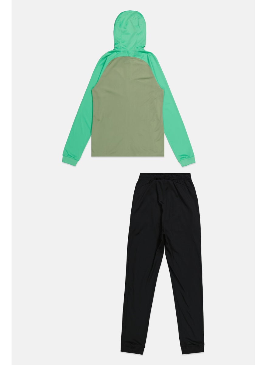 Kids Boy 2 Pieces Brand Logo Hoodie And Pant Set, Green/Black